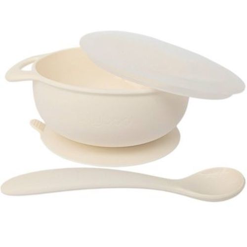 Lulyboo 3pcs Silicone Packable Bowl & Spoon Set - White