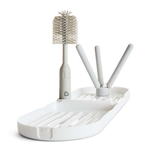 Munchkin® Portable Bottle Drying Rack with Silicone Bottle Brush, Great for Travel and Diaper Bags, White