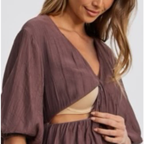 Brown Breastfeeding and Bump Friendly Mini Dress – Apero Label