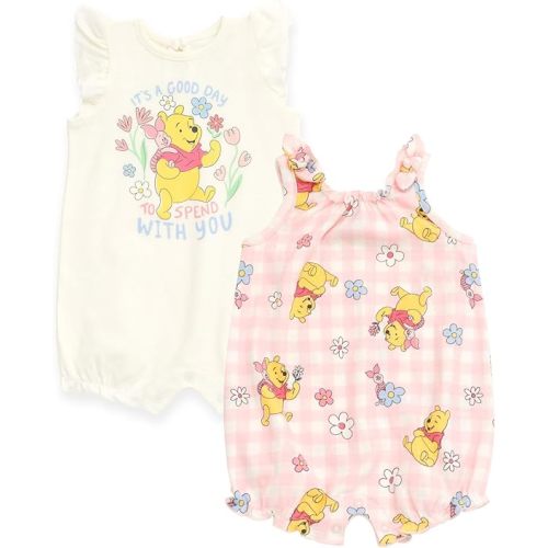 Disney Baby Girls 2 Pack Rompers Newborn to Infant Sizes (Newborn - 24 Months)