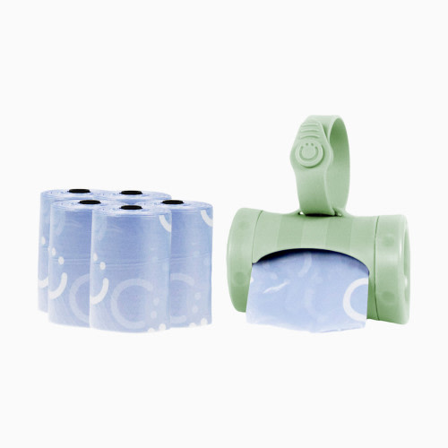Ubbi On-The-Go Bag Dispenser & 5 Bag Refills Bundle - Sage, Lavender Scented -Bags