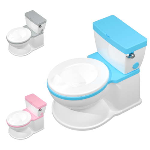2-in-1 Toddler Potty Training Toilet with Flushing Sound,Blue – Detachable Seat for Boys & Girls, Wipes & Toilet Paper Storage, Easy Clean