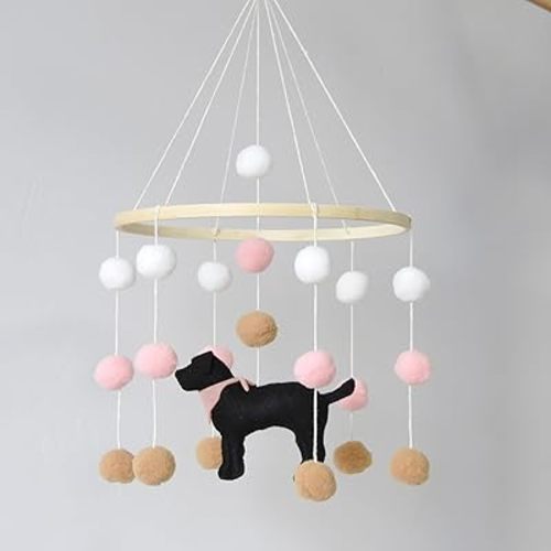 Baby Crib Mobile for Boys Girls Dog Theme Baby Mobile for Crib Mobile for Bassinet with Felt Ball