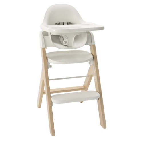 Mockingbird High Chair, 2.0, Natural Beech, White