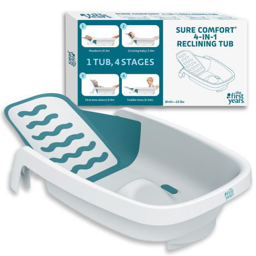 The First Years Sure Comfort 4-in-1 Reclining Bathtub – All-in-1 Bathtub for Newborn to Toddler [Y7958A2]