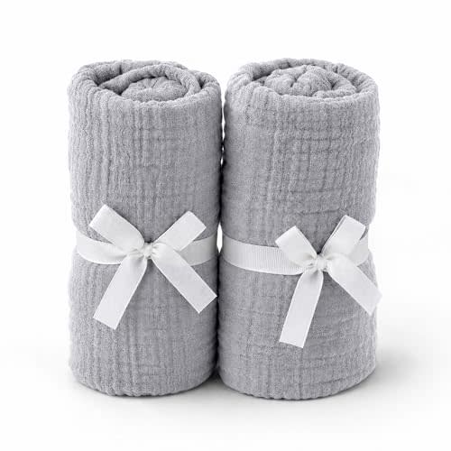 Newton Baby Deluxe Crib Sheet 2-Pack, Organic Gauze - Evening Gray | Baby Crib Sheet, Fitted, Breathable, Ultra-Soft, Organic Cotton, Fits All Standard Cribs, Machine Washable, 2-Pack