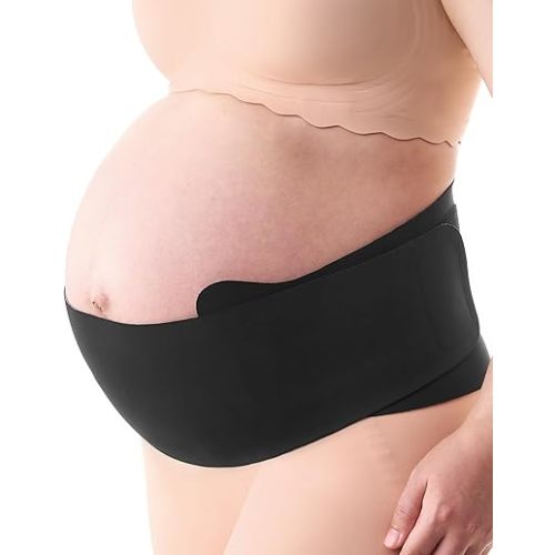 Momcozy Belly Bands for Pregnant Women, One-Piece & Portable Pregnancy Belly Band with Ergonest Back Support & Breathable Fabric – Adjustable Maternity Belt for Small/Round/High-Carrying Belly
