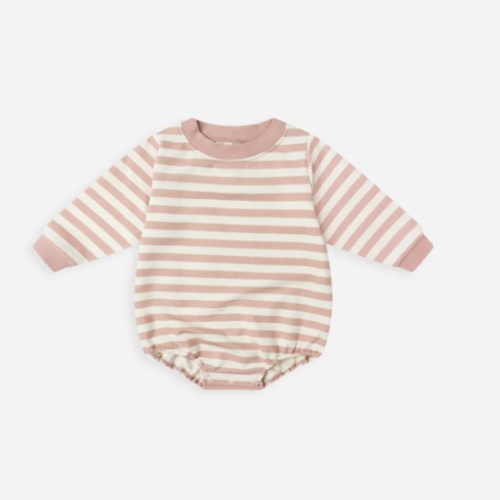 Crewneck Bubble Romper || Pink Stripe – Quincy Mae