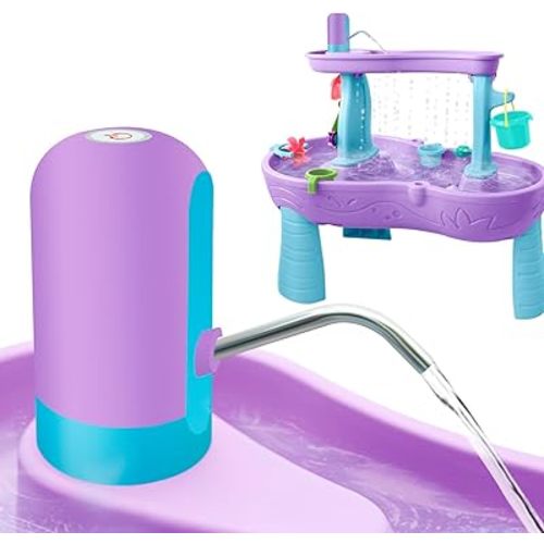 Intoypad Water Table Pump, Battery Powered Water Pump for Kids 3 Hours Non-Stop Fun Summer Outdoor Water Play Table Accessories for Step2 Water Table Toys for Kids Toddlers Purple