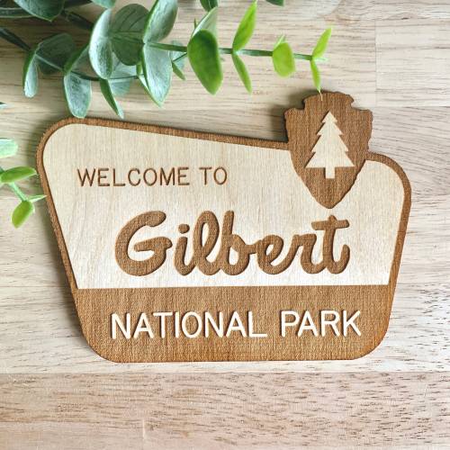 National Park Sign, Custom Engraved Wood Name Sign