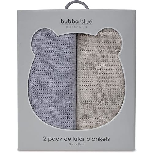 Bubba Blue Cellular Baby Blanket, 70 x 90 cm Size, Grey/Sand (Pack of 2) 200.0 Grams