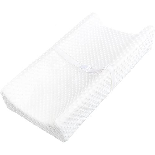 YENING Mini Baby Diaper Changing Pad for Dresser Top with Cover 27" x 16", Waterproof Lining Small Foam Contoured Changing Table Pads Topper White