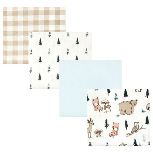 Hudson Baby Infant Boy Cotton Flannel Receiving Blankets Set, Boy Woodland Pals, One Size