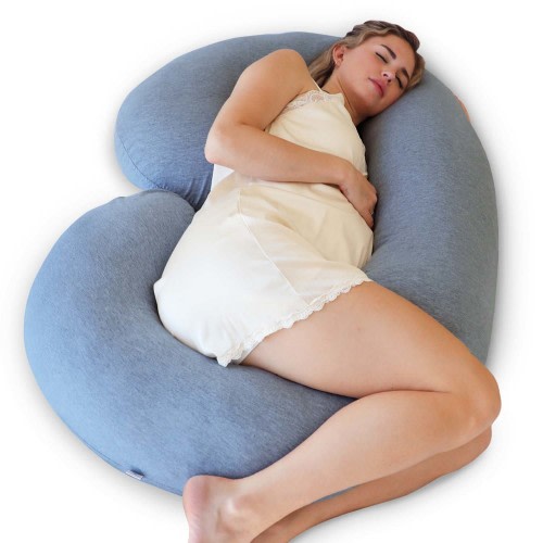 PharMeDoc Pregnancy Pillow, C-Shape Full Body Pillow and Maternity Support ( Dark Grey Cooling Cover)- Support for Back, Hips, Legs, Belly for Pregnant Women