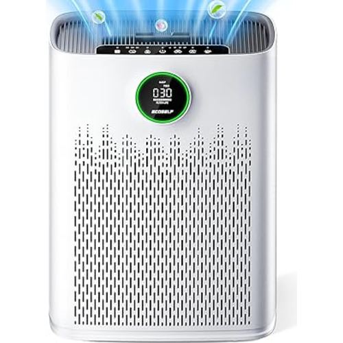 Air Purifiers for Home Large Room, Cover Up to 2400 Ft² with True HEPA Filter, Smart Mode, PM2.5 Air Quality Display, 22dB Sleep Mode, Aromatherapy with 2X-Purification & 360°Air Outlet, HAP603, White