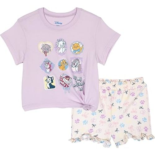 Disney T-Shirt and French Terry Shorts Outfit Set Infant to Big Kid Sizes (12 Months - 14-16)