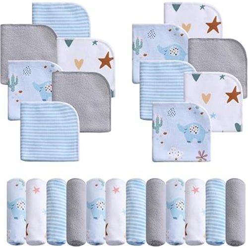 Viviland Baby Washcloths 24 Pack, Toddler Wash Cloths for Bath, Super Soft & Absorbent Bath Towel for Newborn and Infants, Baby Towels Care for Baby's Sensitive Skin