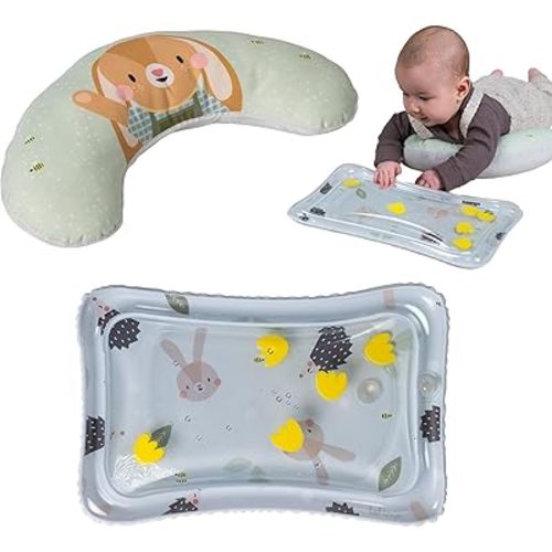 Taf Toys Tummy Time Training Set with Water Mat & Supportive Tummy Play for Baby Development, Baby Tummy Time Play Mat & Lounge Cushion for Newborn, Infants and Toddlers Tummy Time Toys