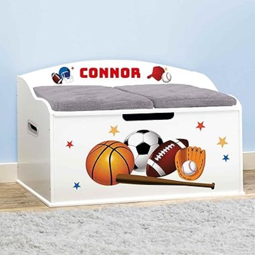 DIBSIES Personalized Creative Wonders Toy Box (Sports, White)