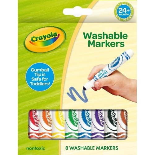 (2 pack) Crayola Gumball Tip Toddler Markers, 8 Ct Ultra Clean Washable Markers, Toddler Crafts, Gifts Preschoolers, 24 Months