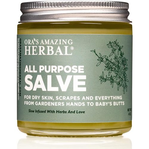 Ora's Amazing Herbal All Purpose Salve, Herbal Healing Skin Balm with Tea Tree, Natural Cream for Dry Cracked Hands, Comfrey Calendula Plantain Thyme Beeswax, Soothing Itch Relief, 4 oz