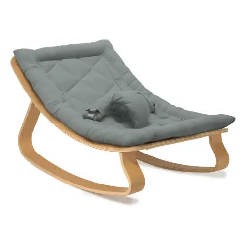 Charlie Crane - Levo Beech Wood Baby Bouncer - Storm Blue | Smallable