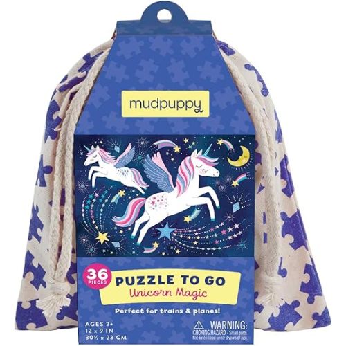 Mudpuppy Unicorn Magic – 36 Piece Puzzle to Go Featuring Sparkly Magical Unicorns Perfect Travel Activity for Children Ages 3 and Up
