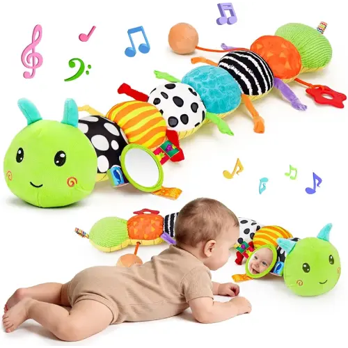 Baby Toys 0-6 Months Musical Stuffed Caterpillar Newborn Tummy Time Toys
