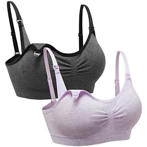Suekaphin 2PACK Nursing Maternity Bra for Pregnancy Women Breastfeeding Comfortable Sleeping with Extenders