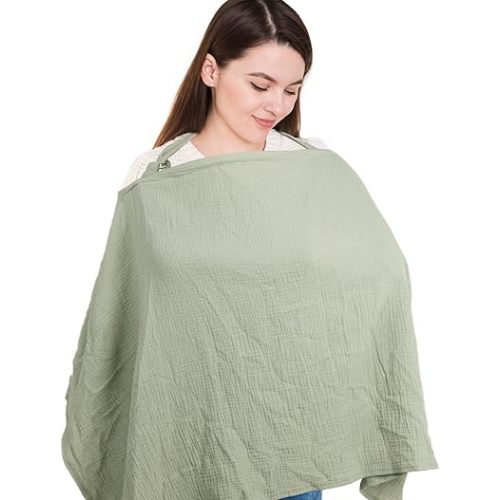 LALIFIT Muslin Nursing Covers for Baby Breastfeeding, Adjustable Privacy Nursing Apron Cover, Extra Large 100% Cotton Cover