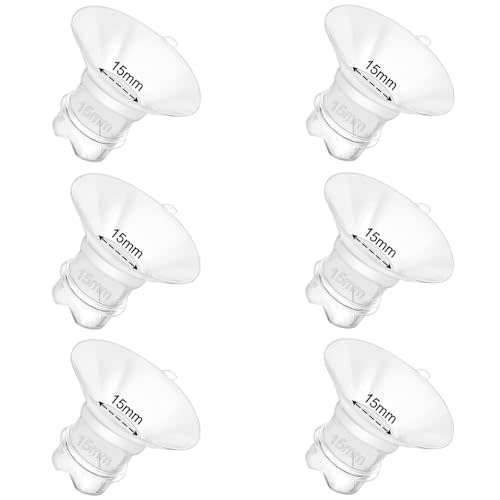 6pcs Updated Silicone Flange Insert 15mm Compatible with Momcozy/Medela/Spectra/Eufy/Lansinoh/TSRETE/Elvie/NCVI/Paruu Breast Pump, for 24mm Flange/Shield, Breastfeeding Essential Replacement Pump Part