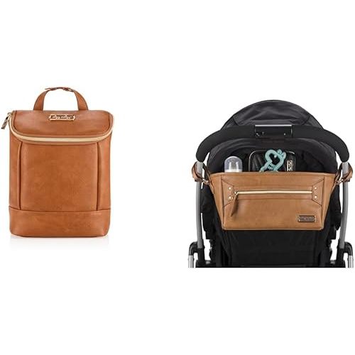 Itzy Ritzy Insulated Bottle Bag – Keeps Bottles Warm or Cool - Holds 3 Bottles & Feat & Adjustable Stroller Caddy/Organizer - Stroller Organizer Bag Featuring Front Zippered Pocket