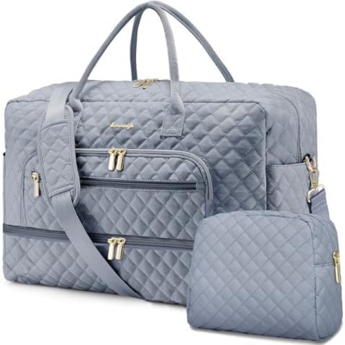 Large Women Travel Duffle Bag, Weekender Bags for Women with Shoe Compartment, Carry on Overnight Bag with Toiletry Bag, Gym Duffel Bag with Wet Pocket, Hospital Bags for Labor and Delivery