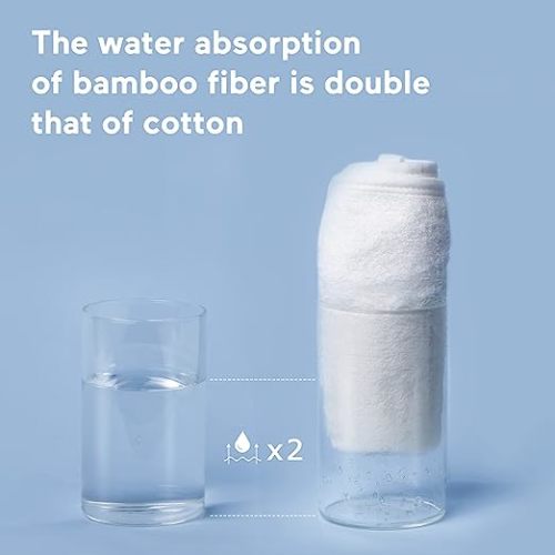 Momcozy Bamboo Baby Bath Towel Set 5pcs, Baby Towel with Hood 1pcs, Baby Washcloth 3pcs, Baby Bath Glove 1pcs, Extremely Soft, Breathable, Suitable for Girls and Boys - White