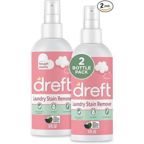 Dreft Stain Remover for Baby Clothes and Hypoallergenic Baby Stain Remover Spray, Travel Size Stain Treater, 3 Fl Oz ( Pack of 2)