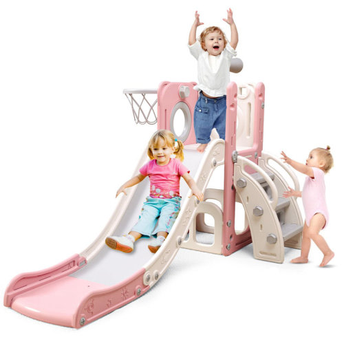 WOYAO 6 In 1 Toddler Playset With Slide,toddler Slide,slide For Kids With Basketball Hoop,ball,ring Toss,kids Slide Toddler Playground Toddler Slide Indoor Outdoor & Reviews | Wayfair
