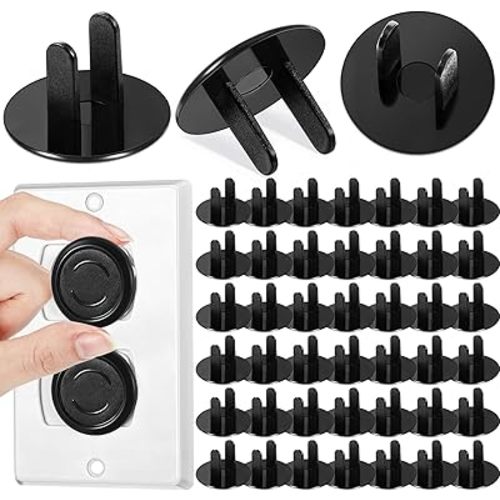 Thyle 200 Pcs Outlet Covers Bulk Child Baby Proofing Plug Covers for Electrical Outlets Easy Install Socket Sturdy Safe Secure Baby Proofing Kit for Home Office Bulk(Black)