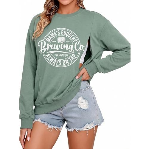 UNIQUEONE Women Nursing Sweatshirts for Breastfeeding - Friendly Zipper Maternity Sweater Long Sleeve Mama Pullover Tops