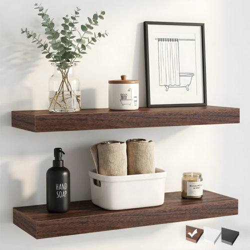 Latitude Run® 2 Pieces Floating Shelves, Wall Shelf Display Shelves for Living Room/Bedroom/Bathroom/Kitchen & Reviews | Wayfair