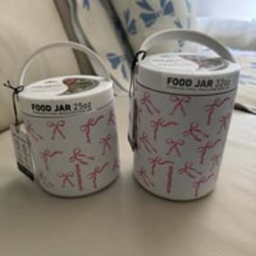 HYDRAPEAK Pink Bows Food Jar Set, which includes two stainless steel jars