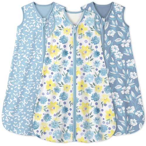 Yoofoss Baby Sleep Sack 6-12 Months 0.5 Tog Wearable Blanket for Baby, 3 Pack 100% Organic Cotton Infant Toddler Sleeping Sack 2-Way Zipper Lightweight Sleep Sack