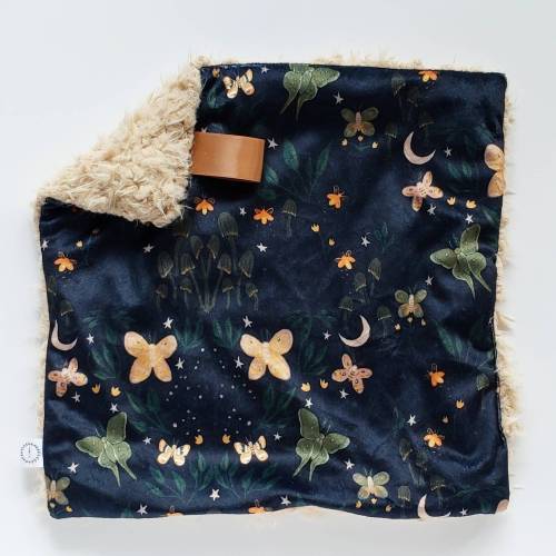 Lunar Moth Lovey, Minky Lovey, Faux Fur Lovey, Moon Lovey, Girl Lovey, Moth Lovey, Fairy Lovey, Lunar Lovey, Toadstool Lovey, Fairy, Navy