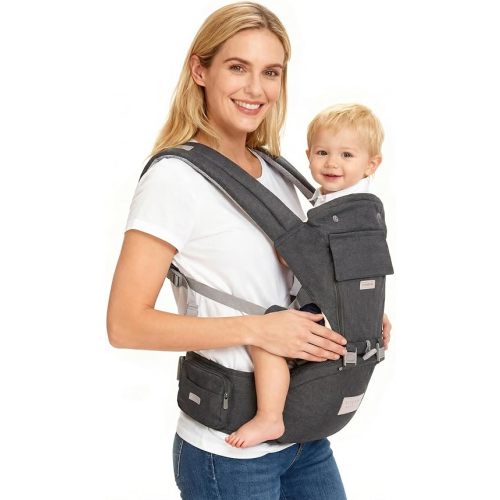 Baby Carrier Newborn to Toddler Baby Carriers with Seat Infant Baby Holder Backpack Baby Carriers Front and Back for Carrying and Hiking (Grey)