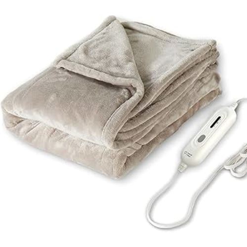 Amazon.com: Tefici Heated Blanket Throw 50"x60", Ultra Soft 2-Layer Flannel Electric Blanket, for Home Office Sofa,3 Heat Settings, 4H Auto Off, ETL FCC Certified, Overheat Protection, Machine Washable, Camel : Home & Kitchen