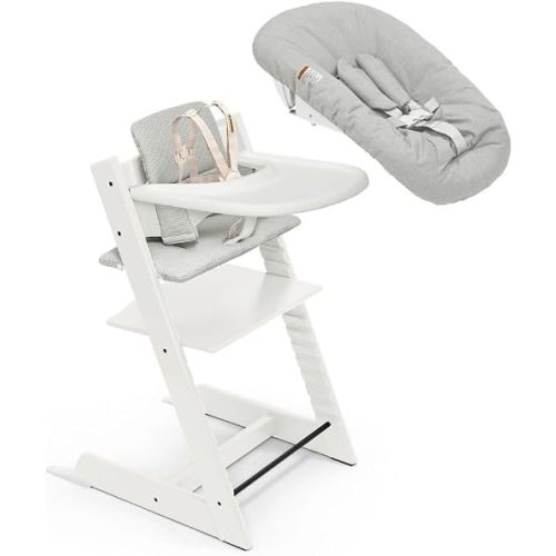 Stokke Tripp Trapp High Chair, Newborn Set, Baby Set, Cushion & Tray Bundle