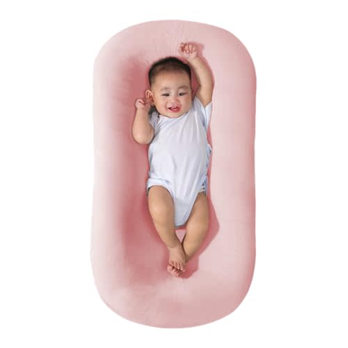 Saanerueen Baby Lounger, Baby Lounger for Newborn, Soft Breathable Washable Infant Lounger for Baby Home and Travel (Pink)