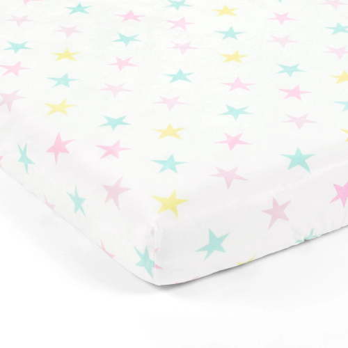 Lush Decor Rainbow Allover Stars Soft & P Fitted Crib Sheet Multi Single 28X52X9