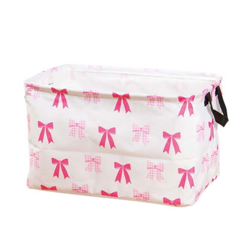 Rectangular Basket, Delicate Pink Bow Laundry Basket Laundry Hamper, Collapsible Canvas Baskets, Toy Bins, Girls Room Decor