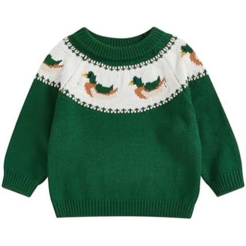 Toddler Baby Girl Boy Clothes Knit Duck Sweater Farm Duck Chunky Sweatshirt Knitwear Cute Fall Winter Outfit