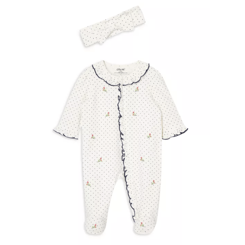 Girls' Dotted Rosebud Footie & Headband Set - Baby